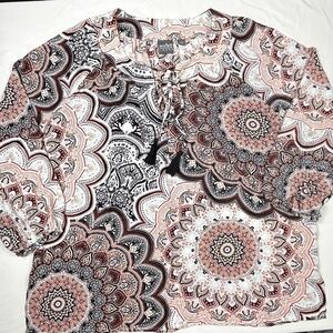 Soho New York & Company Shirt Womens Large Multicolor Paisley Boho Tassel Top